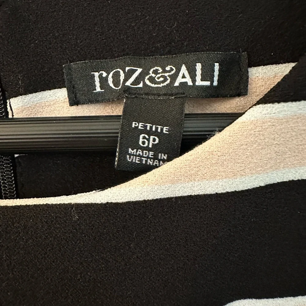 Roz & Ali Pink and Black Striped Dress Size 6P - Picture 2 of 8
